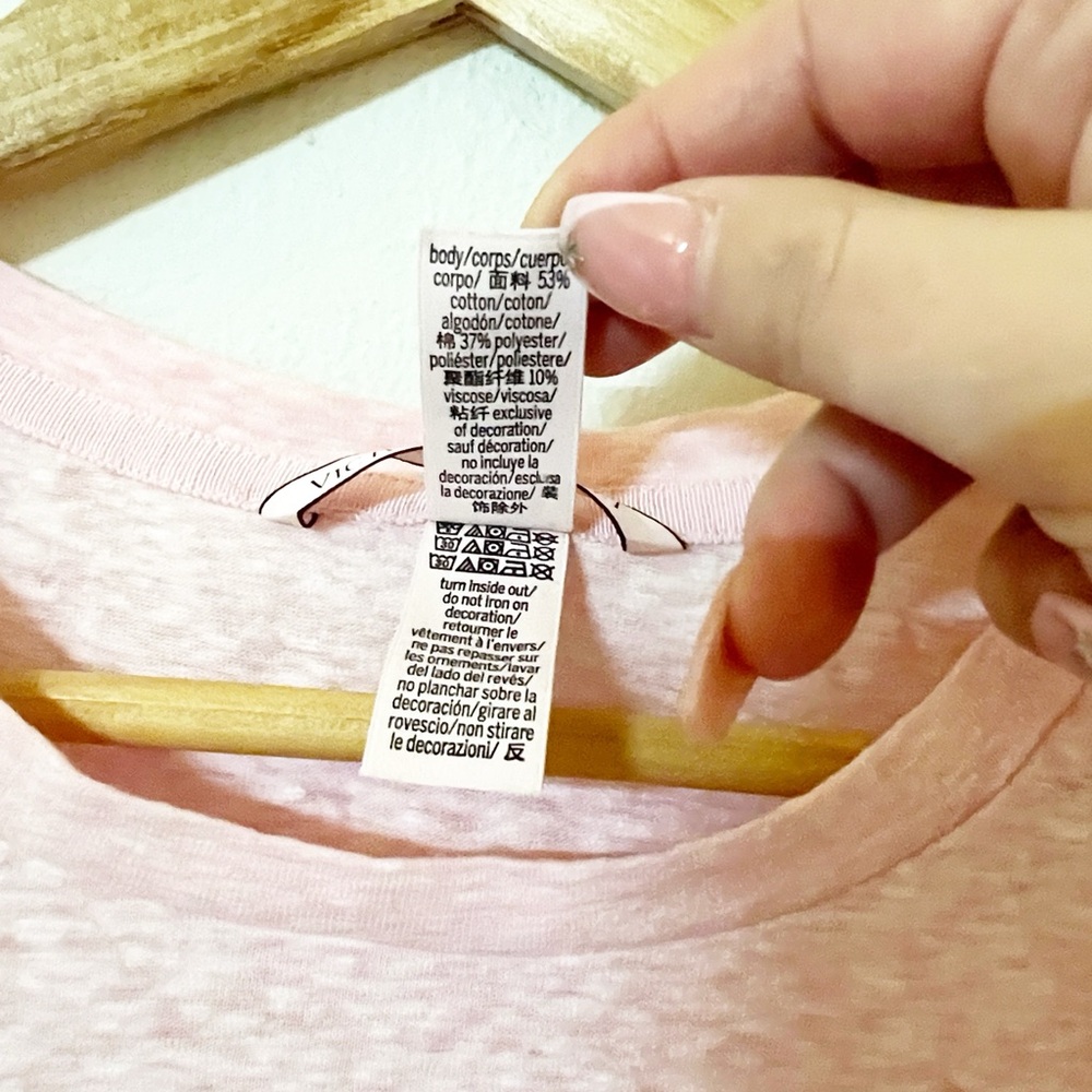 Victorias Secret “angel vs” light pink space dye glitter short sleeve t-shirt - Picture 6 of 8